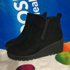Suede Wedge Ankle Boots